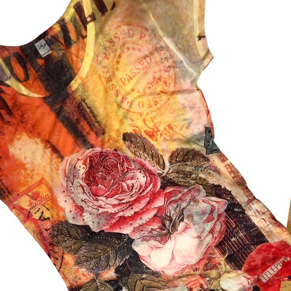 NWT Funky shirt w/ jeweled rose